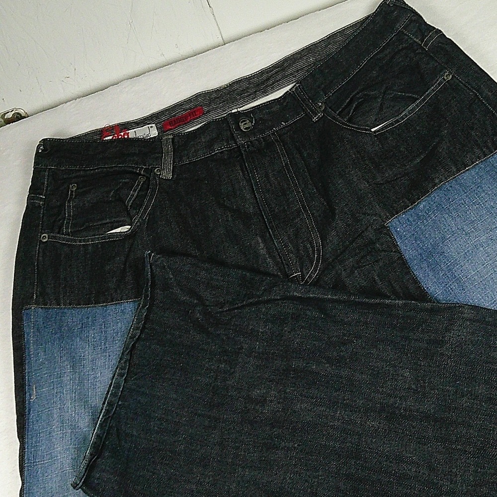Ecko Unlited Mens Baggy Fit Jeans Dark Wash Contrast Panel Y2K Streetwear 40x30